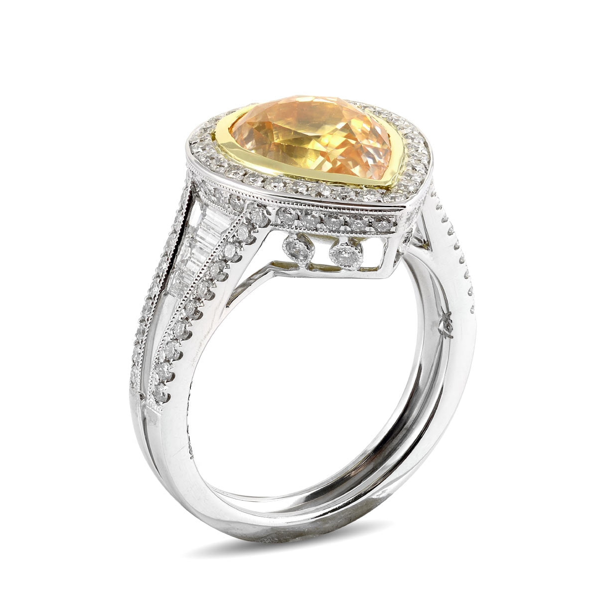 18K White Gold 5.94 ct TGW Yellow Sapphire One-of-a-Kind Ring