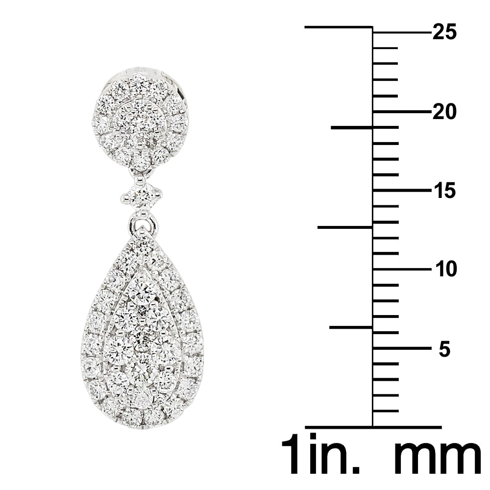 18k White Gold 5/8ct TDW White Diamond Pear Shape Cluster Pendant Necklace