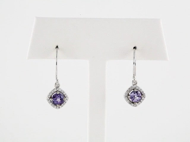 14k White Gold Natural Tanzanite & 1/5 CTW Natural Diamond Earrings