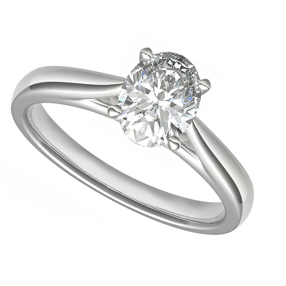 18k Gold 3.01ct Lab-Grown Oval-cut IGI Diamond Solitaire Engagement Ring