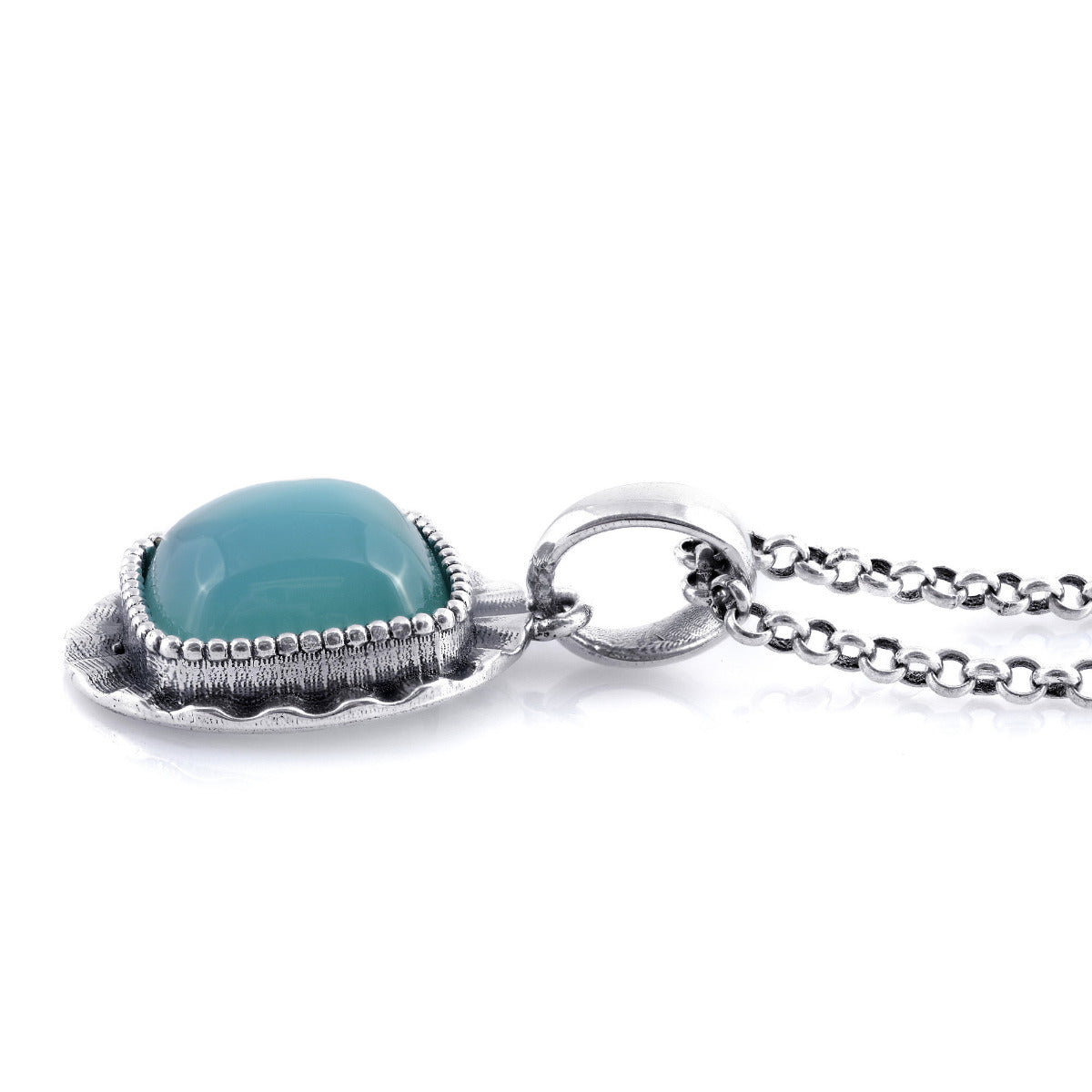 Sterling Silver Paraiba Color 6.84ct TGW Cushion-shape Agate One of a Kind Pendant Necklace