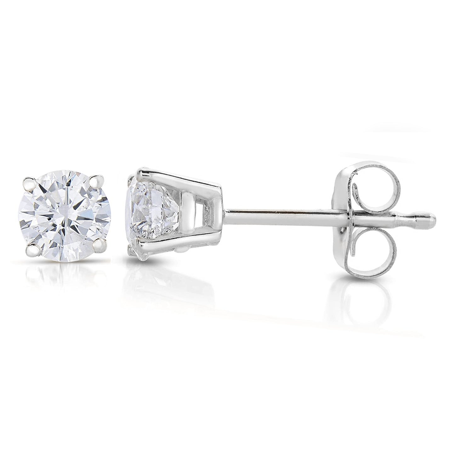 14k White Gold 3/4ct Lab-created White Diamond Solitaire Earrings