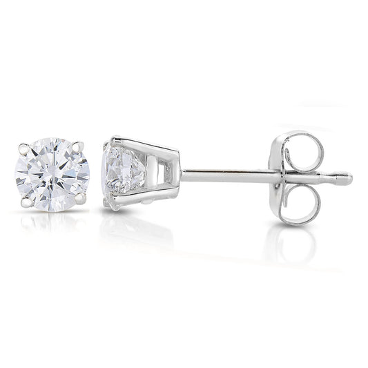 14k White Gold 3/4ct Lab-created White Diamond Solitaire Earrings