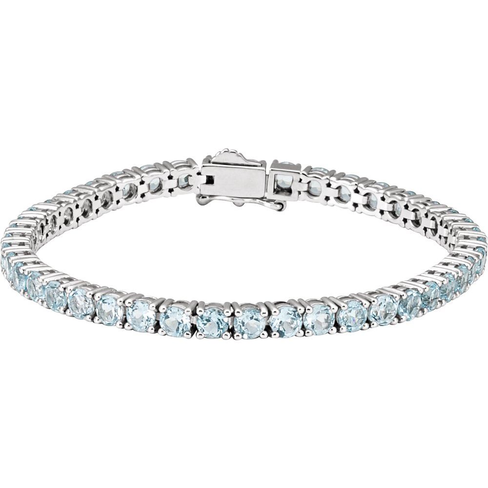 14k White Gold Natural Sky Blue Topaz 7 1/4" Line Bracelet