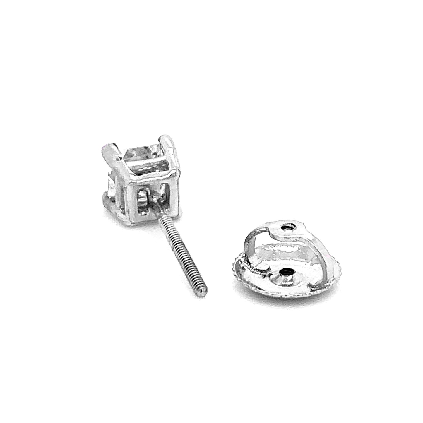 14k White Gold 5/8ct TDW Princess-cut White Diamond Solitaire Stud Earrings