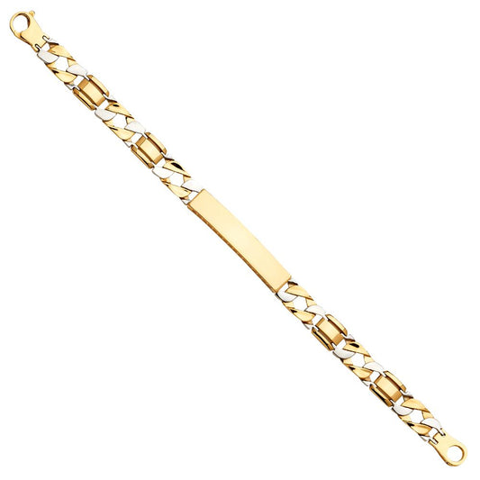 14K Two-Tone Gold Fancy ID Men's 8.25" Bracelet