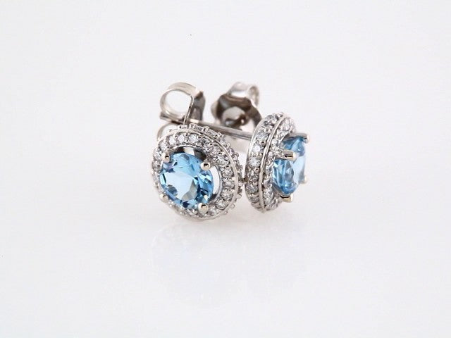 14k White Gold Natural Aquamarine & 1/3 CTW Natural Diamond Earrings