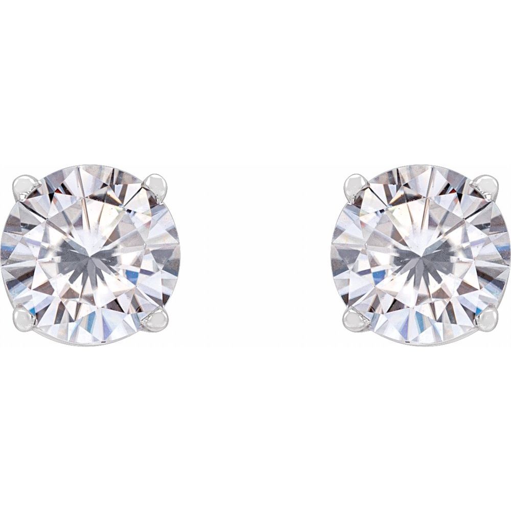 14k White Gold 5.5 mm Lab-Grown Moissanite Stud Earrings