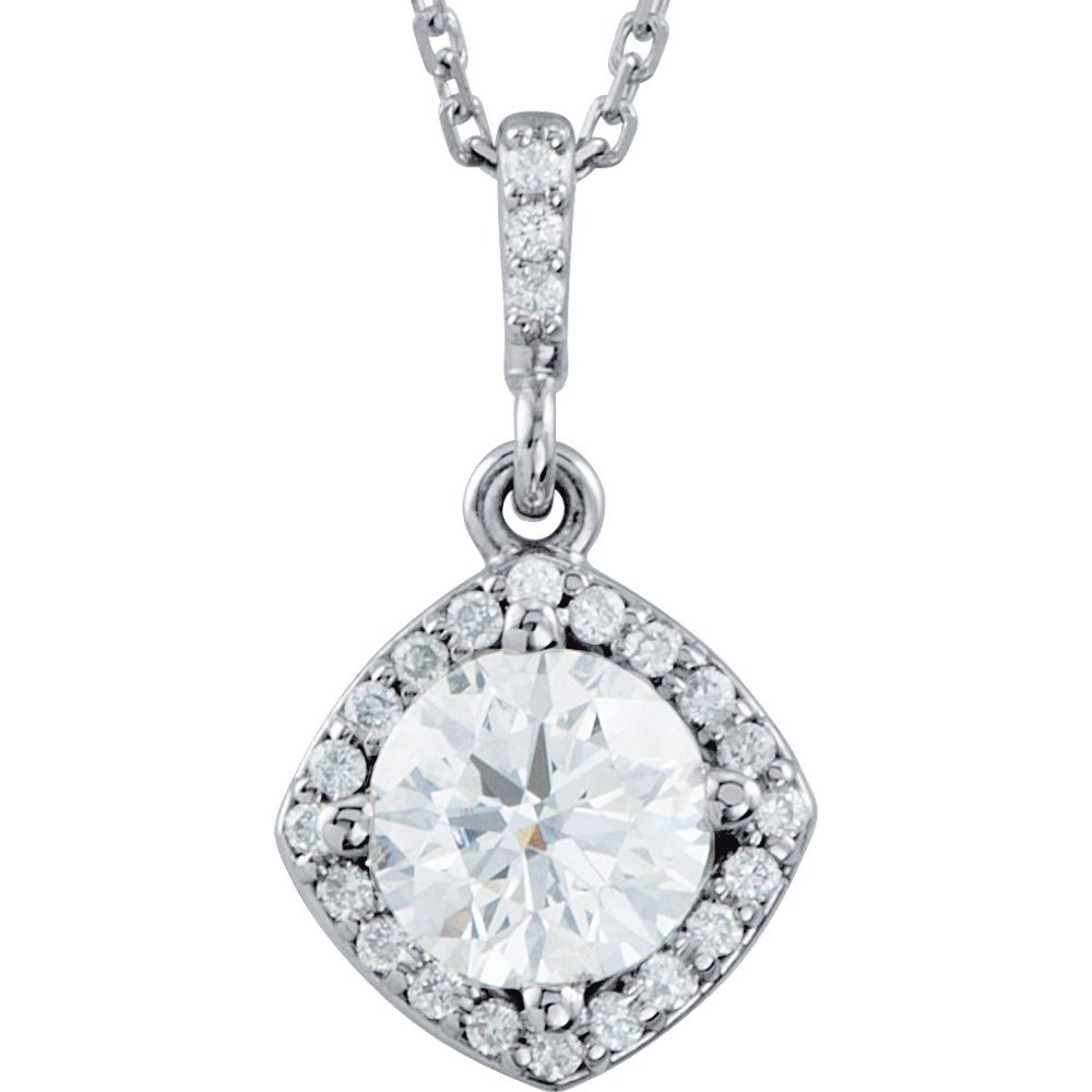 14k White Gold 1 CTW Natural Diamond Halo-Style 18" Necklace