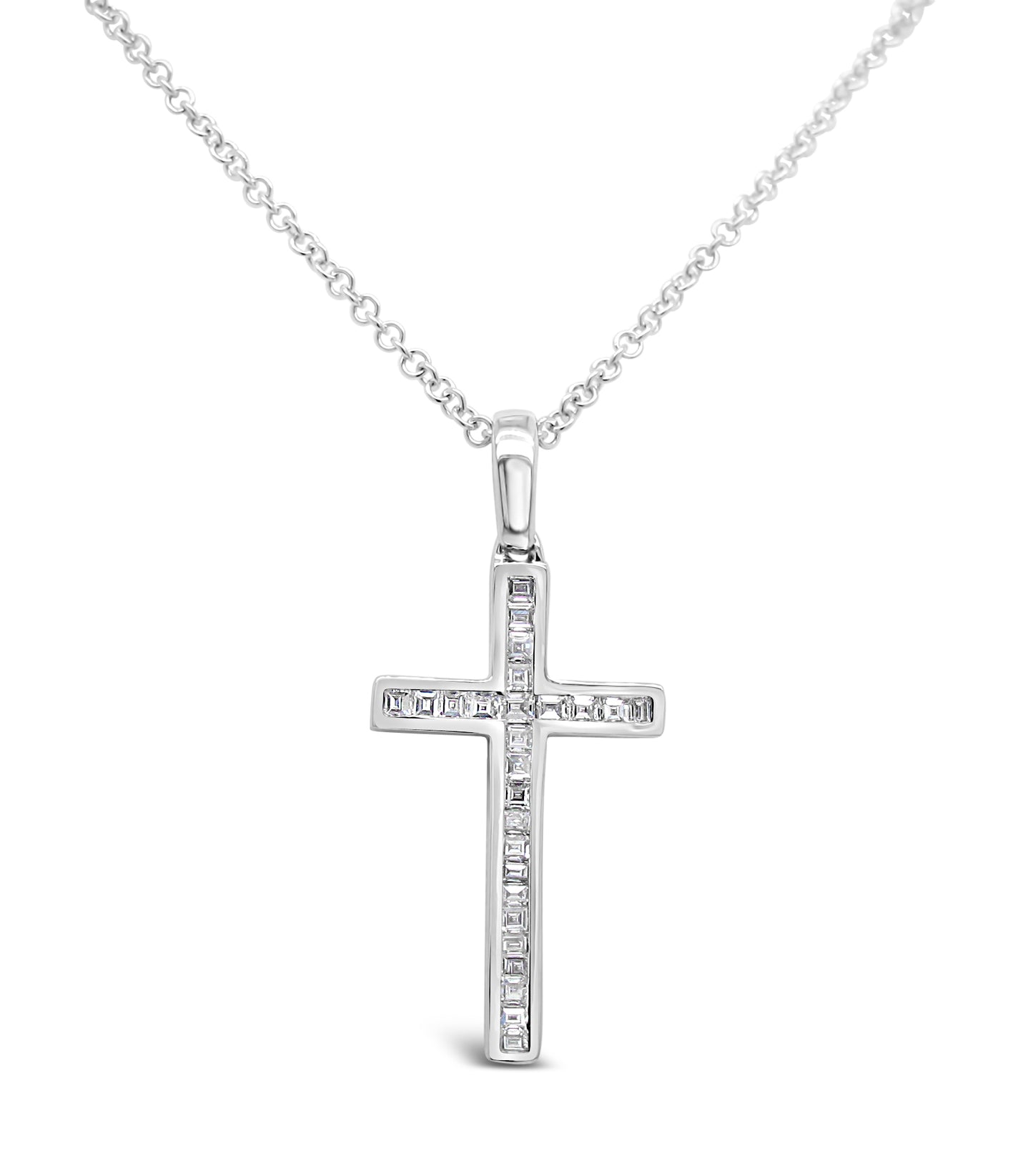 18K White Gold 0.26ct TDW White Diamond Religious Cross Pendant Necklace