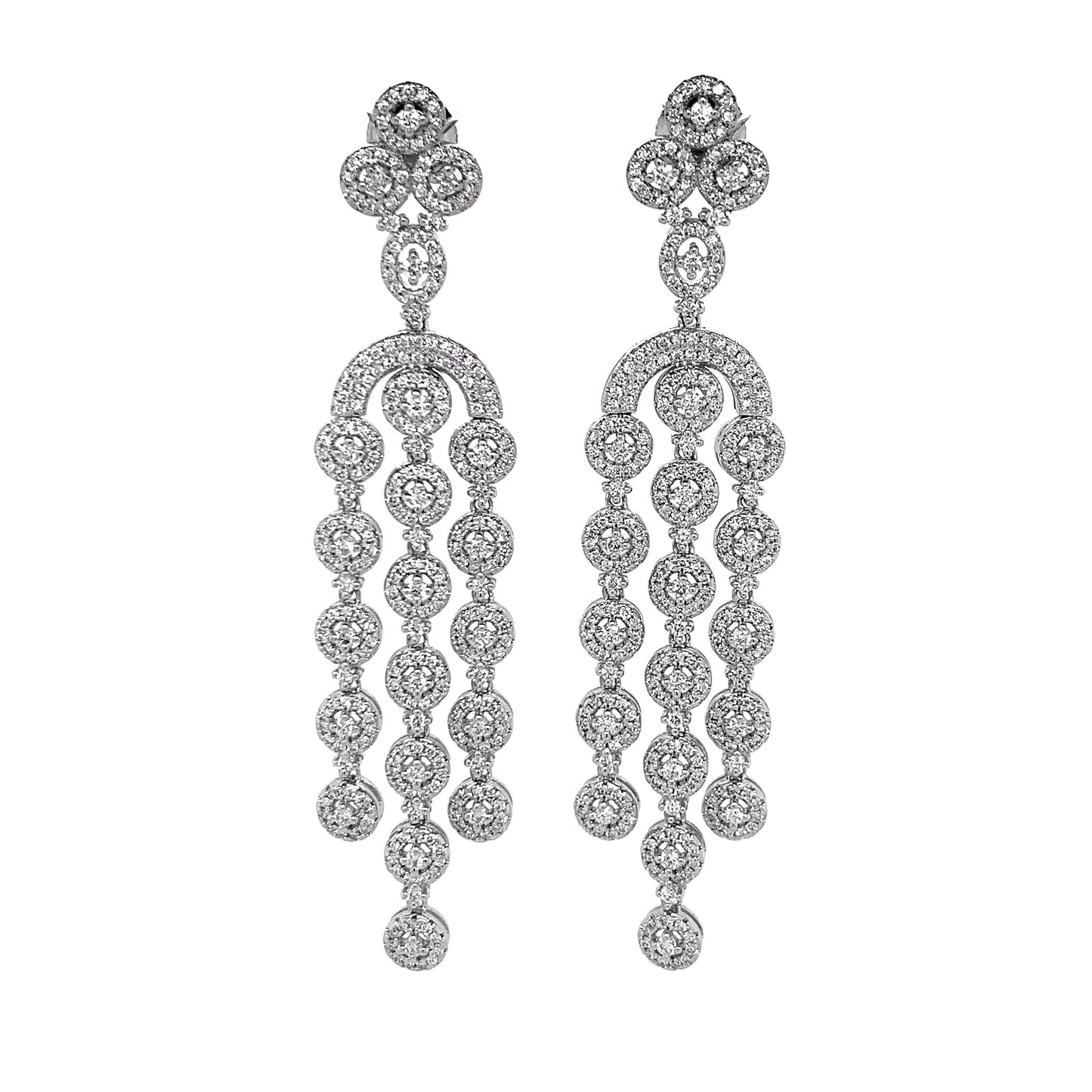 14k White Gold 3.96ct TDW White Diamond Cascading Art Deco Earrings