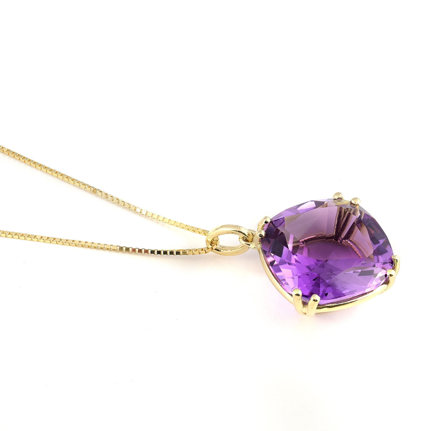 14K Yellow Gold 18.51ct TGW Purple Amethyst One-of-a-Kind Pendant Necklace