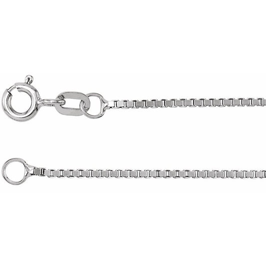 14K White or Yellow Gold 1.2 mm Wide Box Chain