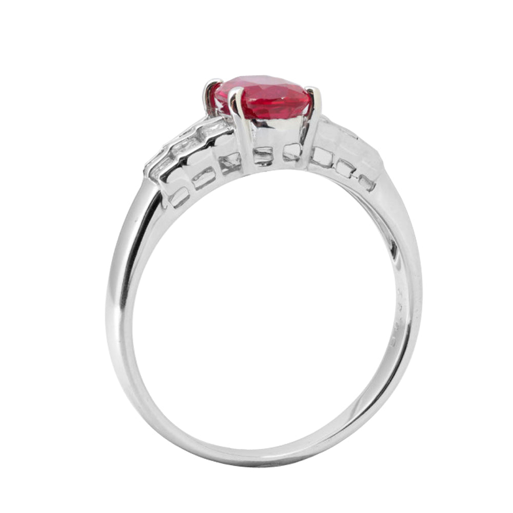 Platinum 1.37ct TGW Ruby and White Diamonds One-of-a-Kind Ring