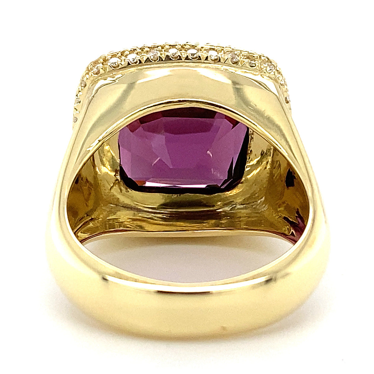 18K Yellow Gold 11.53ct TGW Purple Garnet and Diamond One-of-a-Kind Ring