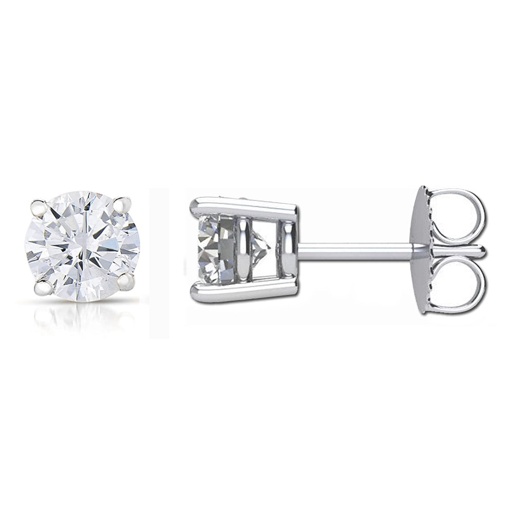 14k White Gold 1 3/8ct Lab-created White Diamond Solitaire Earrings