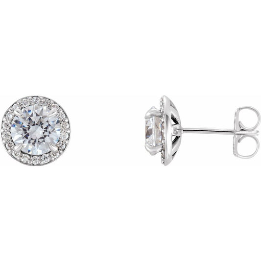 Platinum 5/8 CTW Natural Diamond Halo-Style Earrings (G-H, I1)