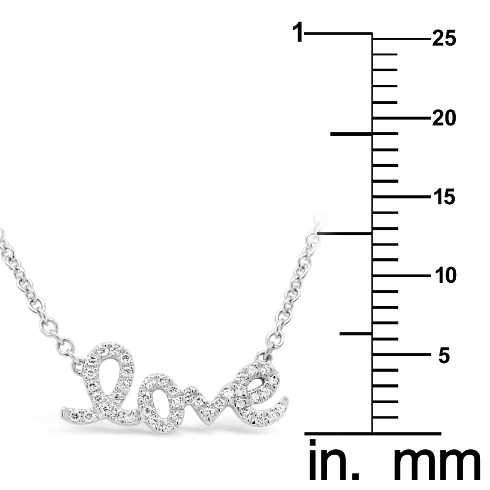 18k White Gold Diamond Accent 'Love' Necklace