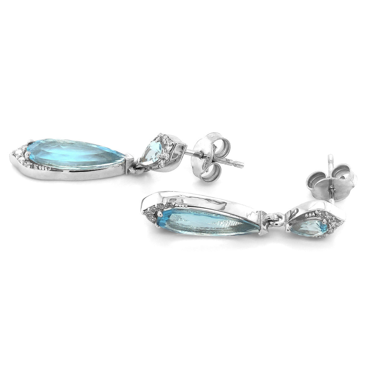 18K White Gold 3.29ct TGW Aquamarine and Diamond One-of-a-Kind Earrings