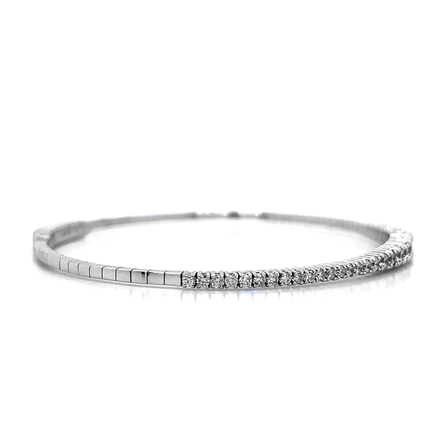 14k White Gold 1 3/8ct TDW Round-cut Graduated Diamond 6.5" Tennis Link Bracelet