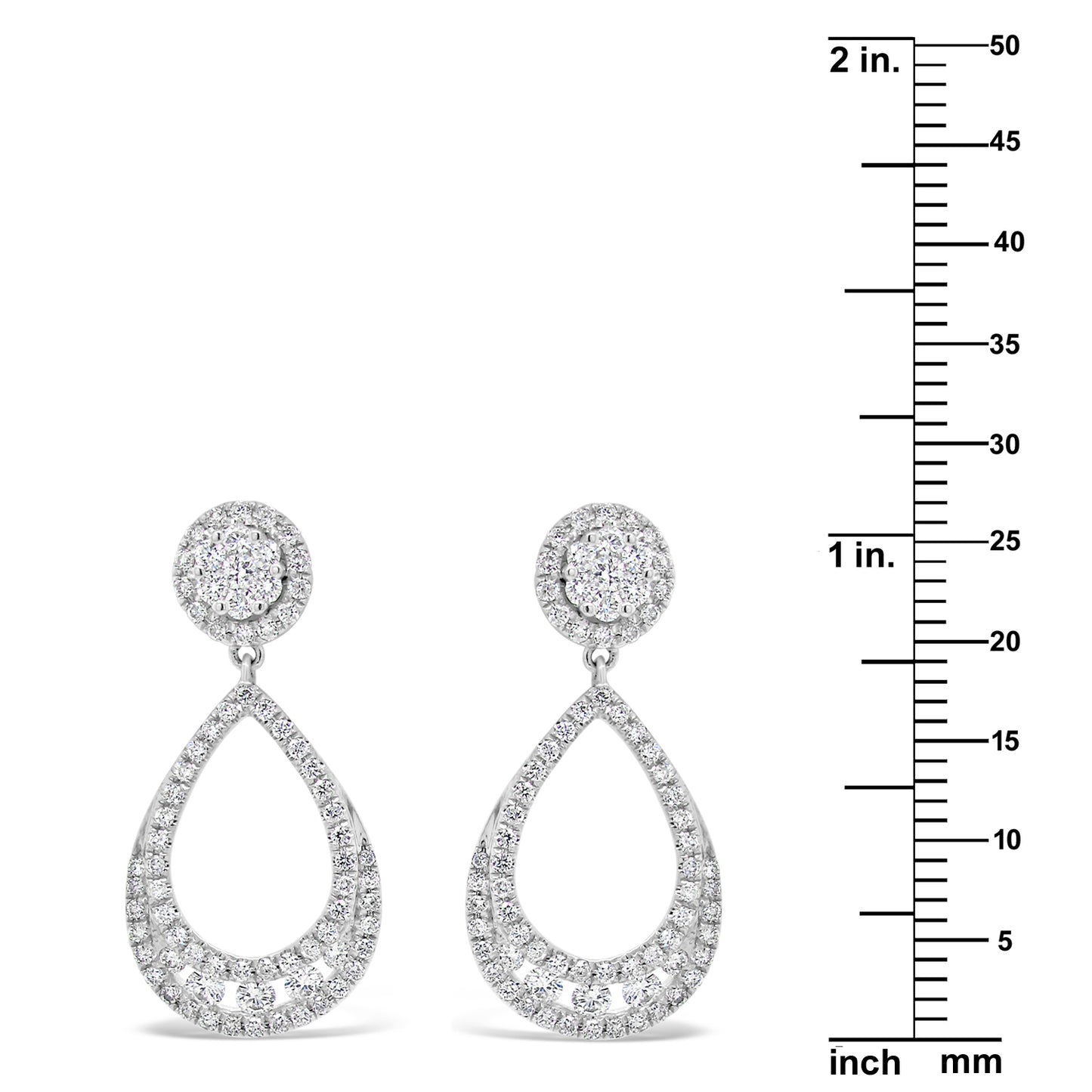 18k White Gold 1 1/3ct TDW White Diamond Dangling Pear Earrings