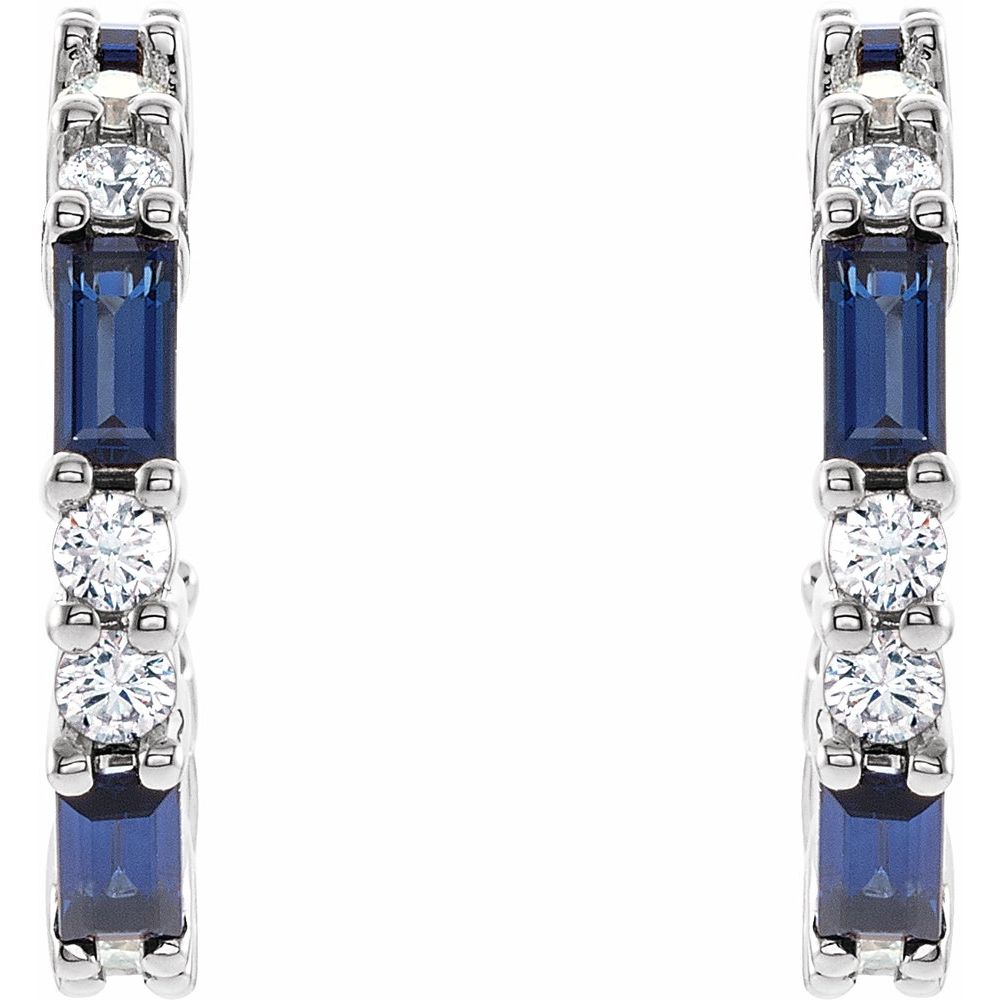 14k White Gold Lab-Grown Blue Sapphire & 1/2 CTW Natural Diamond Earrings