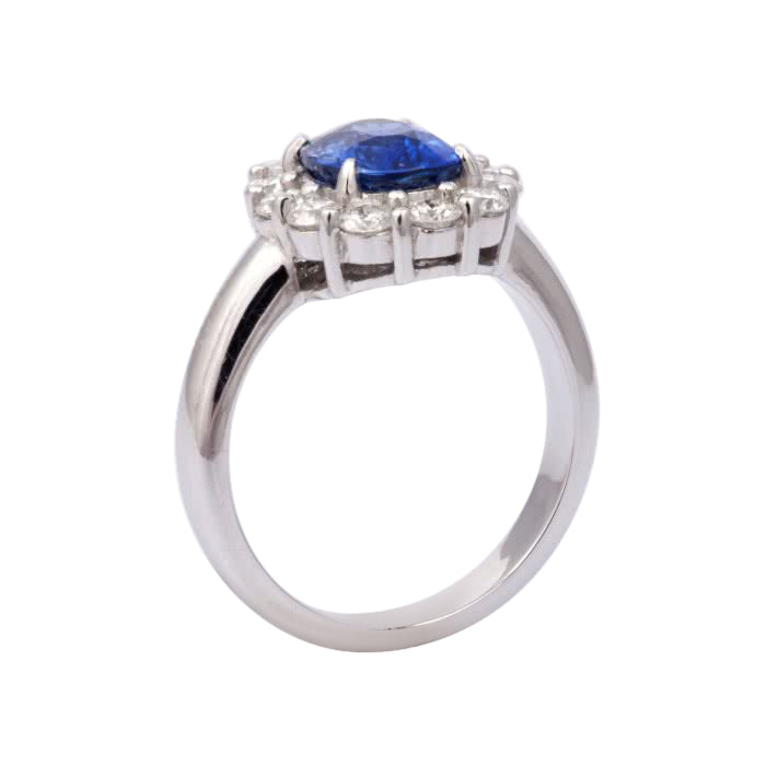 18k White Gold 3.28ct TGW Blue Sapphire and Diamond One-of-a-Kind Ring