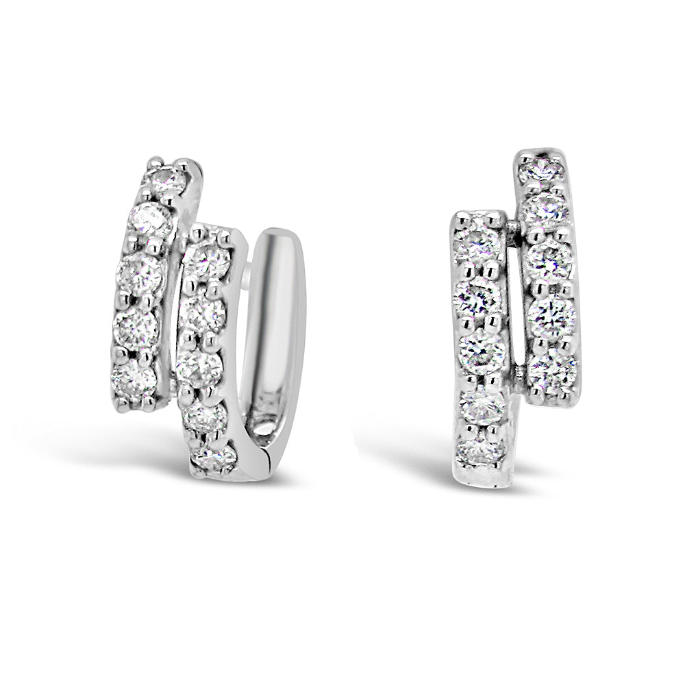 18k White Gold 1/3ct TDW White Diamond Double Hoop Earrings