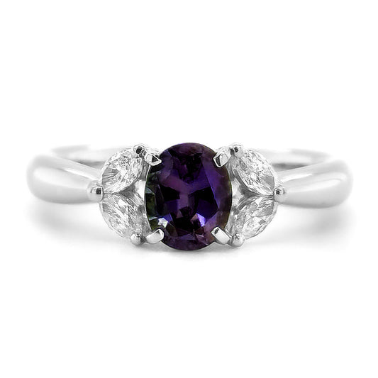 Platinum 1.13ct TGW Color Change Alexandrite and Diamond One-of-a-Kind Ring