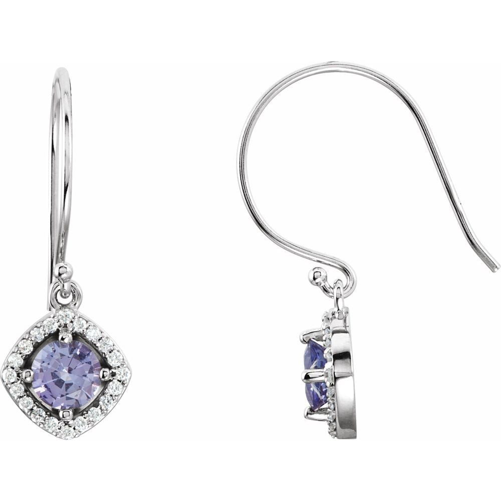 14k White Gold Natural Tanzanite & 1/5 CTW Natural Diamond Earrings