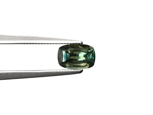 Natural Cushion-shape 0.9 carat Heated Teal Blue-Green Sapphire