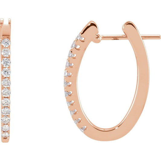 14k Rose Gold 20 mm 1/3 CTW Natural Diamond Hoop Earrings