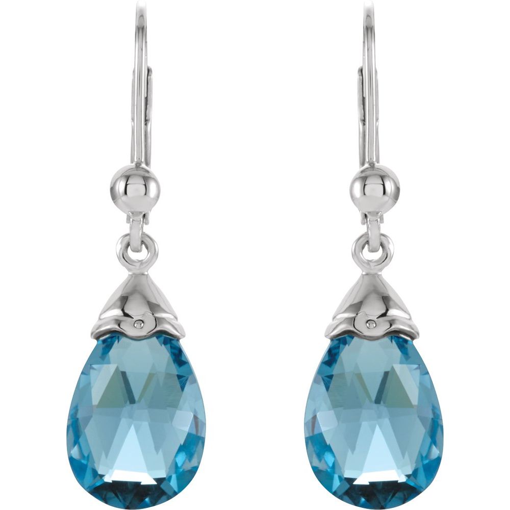 14k White Gold Natural Swiss Blue Topaz Earrings