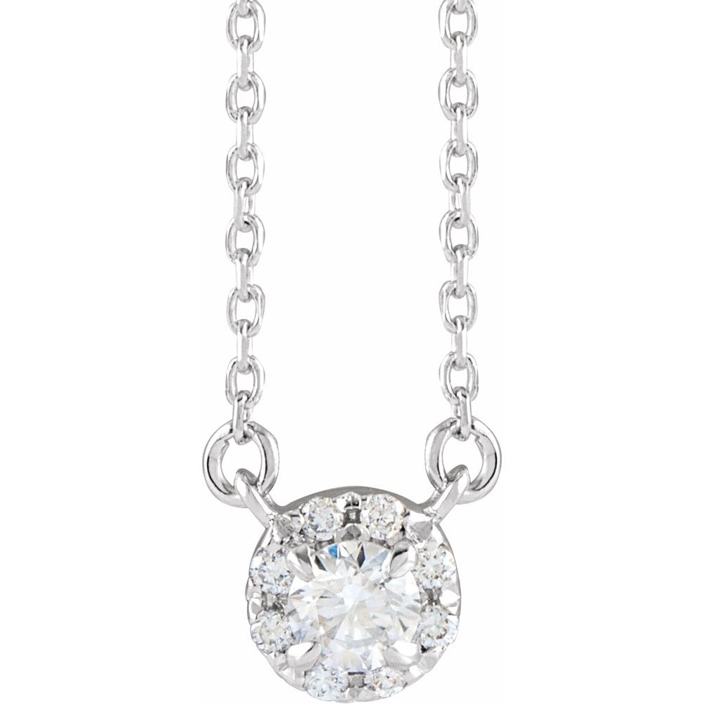 14k White Gold 1/5 CTW Lab-Grown Diamond French-Set 16-18" Necklace