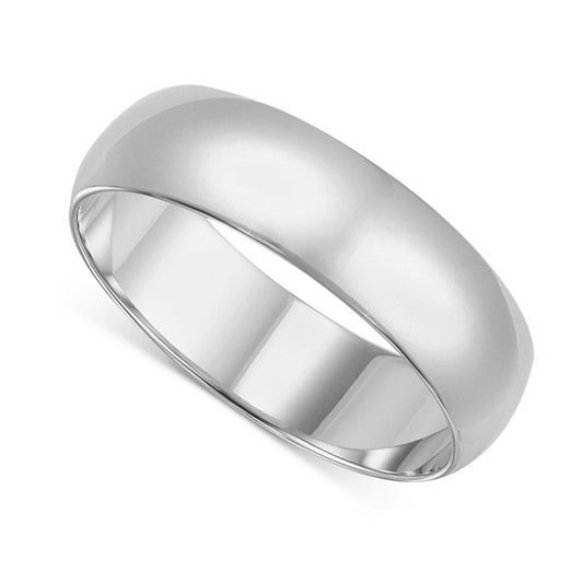 14k White Gold 8mm Unisex Standard-fit Polished Wedding Band