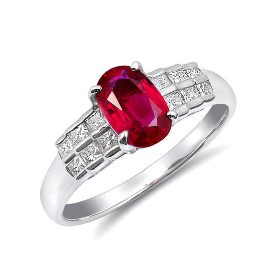 Platinum 1.37ct TGW Ruby and White Diamonds One-of-a-Kind Ring