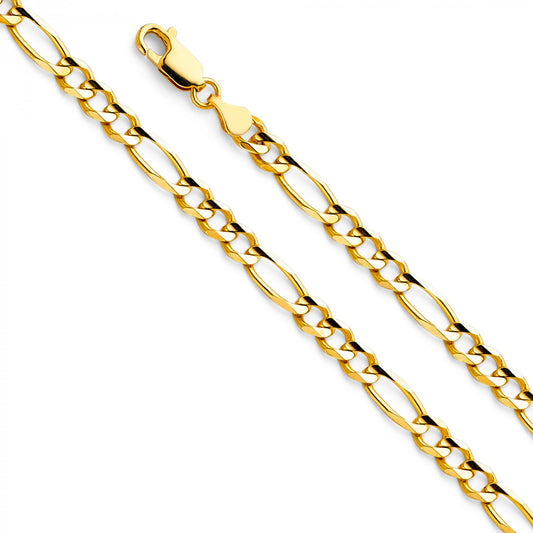 14k Yellow Gold 4.7mm Regular Concave 3+1 Figaro Chain