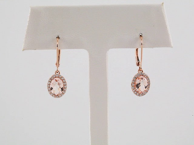 14k Rose Gold Natural Morganite & 1/5 CTW Natural Diamond Earrings