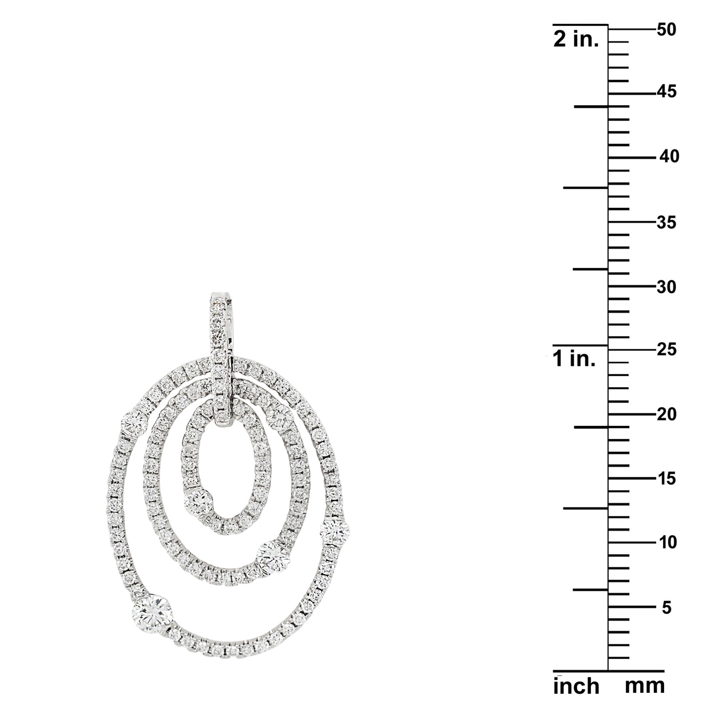 18k White Gold 7/8ct TDW White Diamond Concentric Oval Pendant Necklace