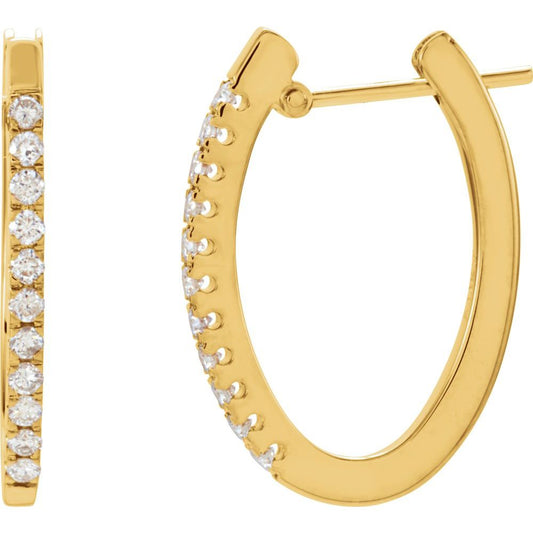 14k Yellow Gold 20 mm 1/3 CTW Natural Diamond Hoop Earrings