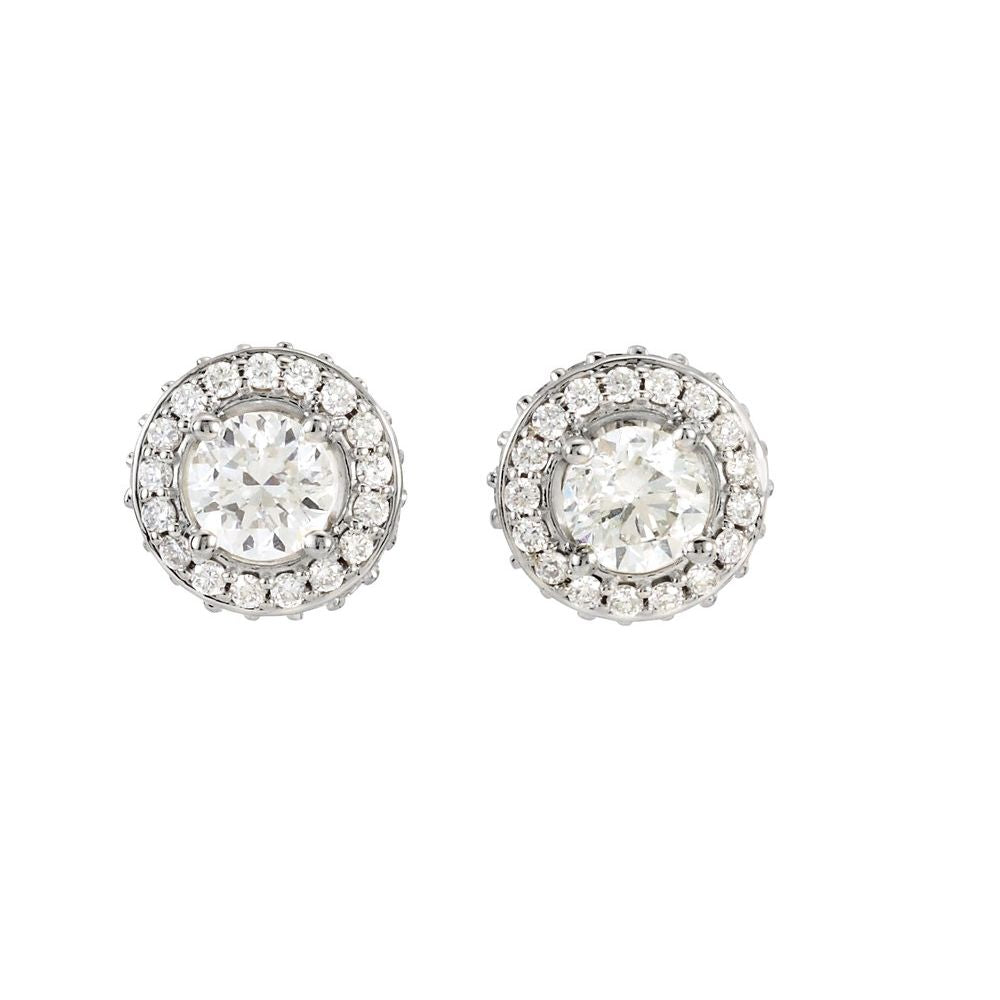 14k White Gold 7/8 CTW Natural Diamond Earrings