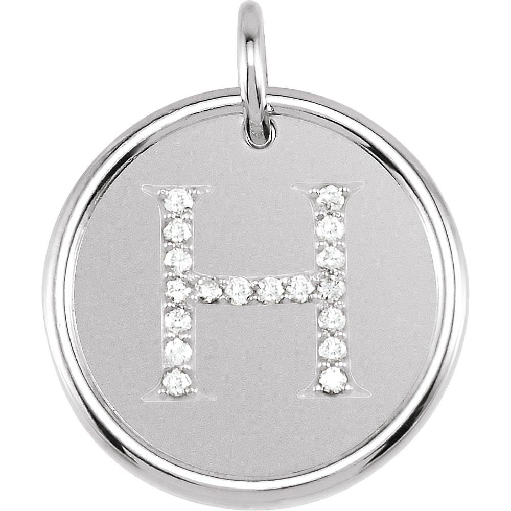 Unisex 14K White Gold 0.07 CTW White Diamond Initial H Pendant