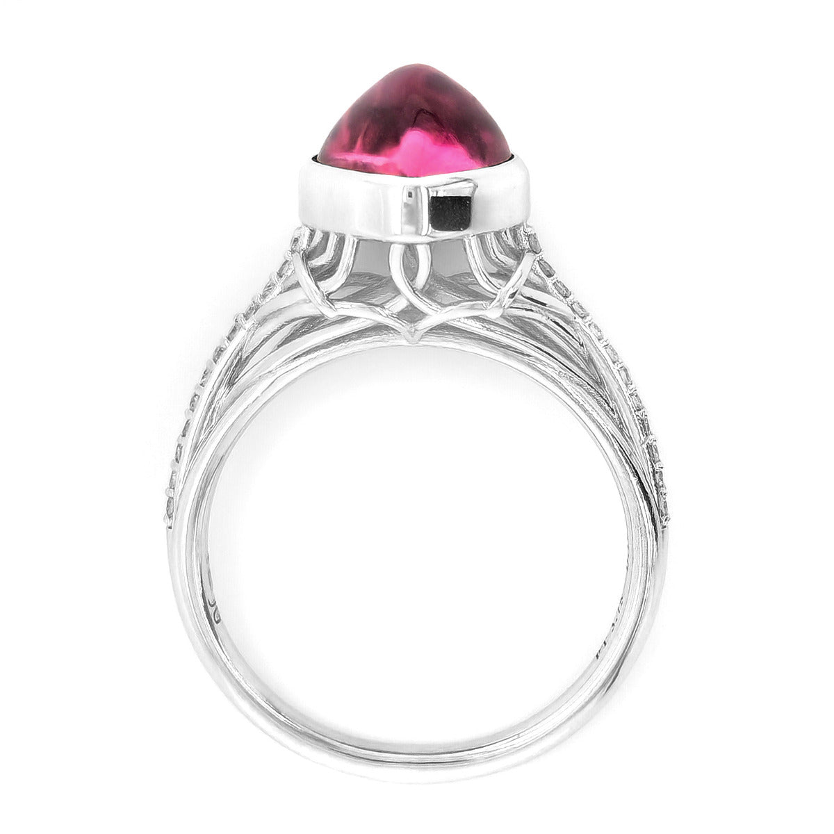 18k White Gold 3.85ct TGW Pear-cut Pink Tourmaline and Diamond One-of-a-Kind Ring