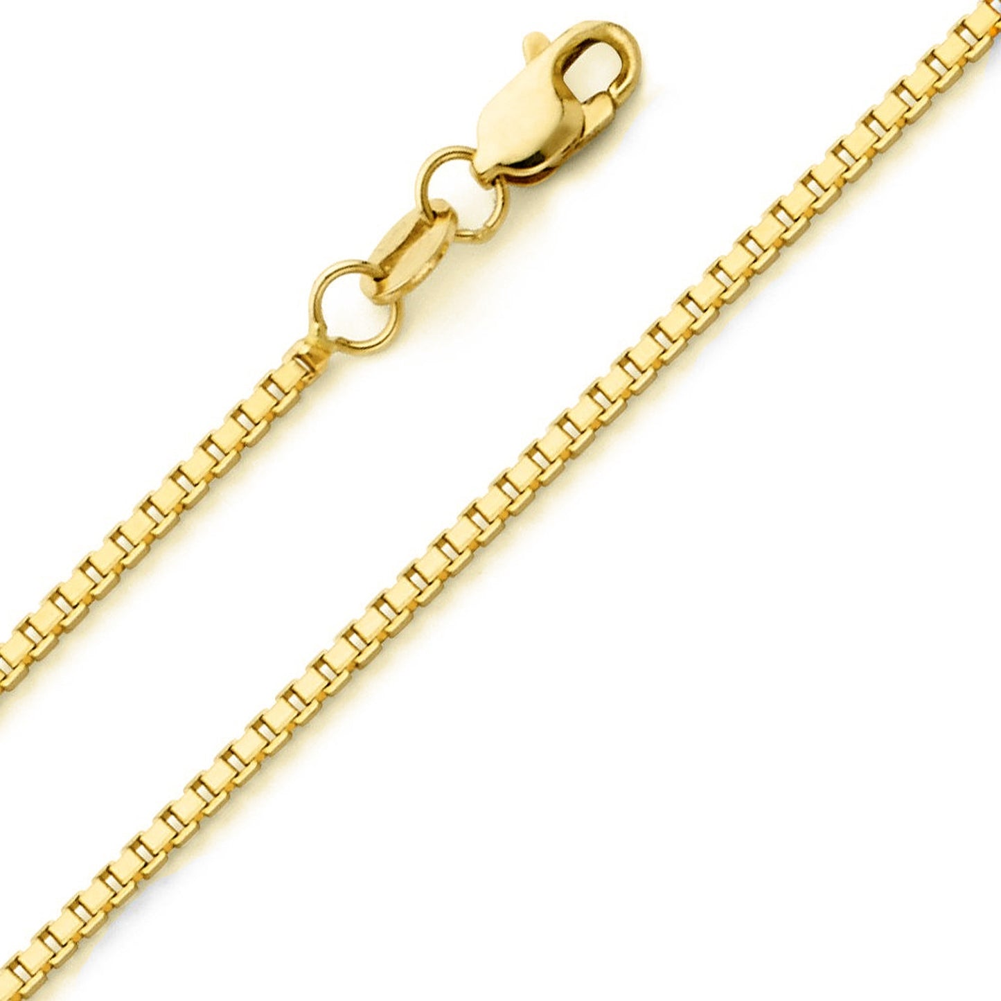 14k Yellow Gold 1.45-inch Padre Nuestro Cross Pendant with 0.80mm Box Chain