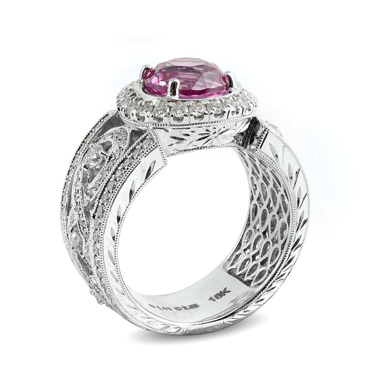 18K White Gold 3.66 ct TGW Pink Sapphire One-of-a-Kind Ring