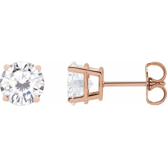 14k Rose Gold 6.5 mm Lab-Grown Moissanite Stud Earrings