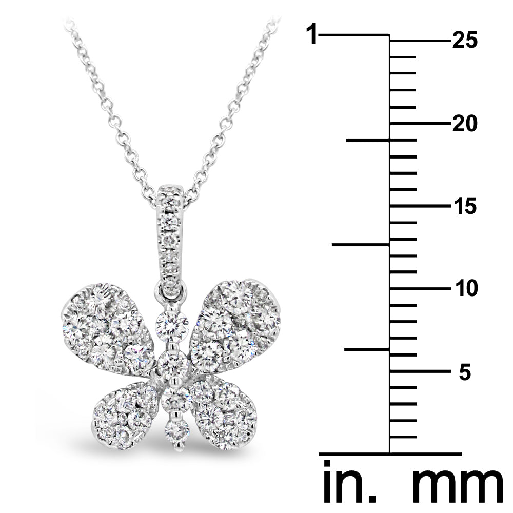 18k White Gold 1ct TDW White Diamond Butterfly Pendant Necklace