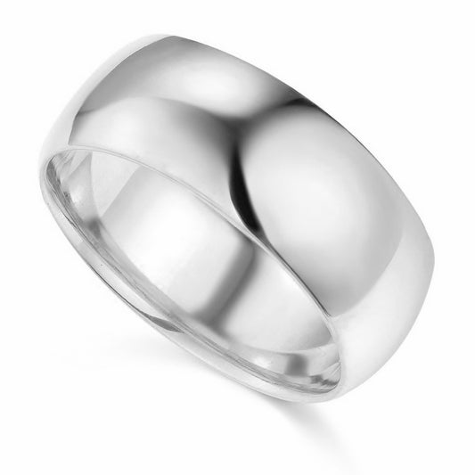 14k White Gold 8mm Unisex Comfort-fit Polished Wedding Band