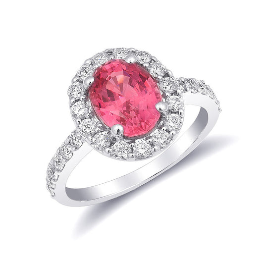 14k White Gold 3.09ct TGW Neon Tanzanian Spinel and White Diamond Ring