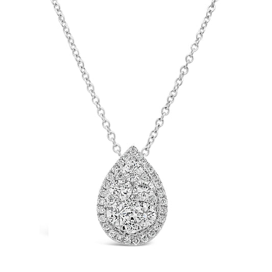 18k White Gold 0.99ct TDW White Diamond Teardrop Necklace